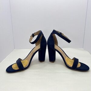 ALDO Navy Blue Heeled Sandals Womens Size 6 Suede Ankle Strap Elegant Dressy